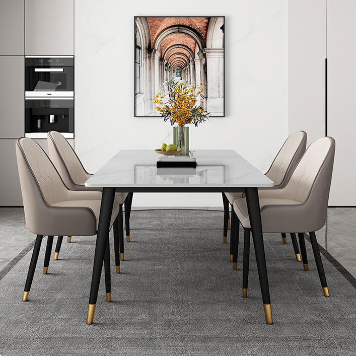 Moderne Rechteck Esstisch Set 1/4/5 Stück weißer Stein esissen