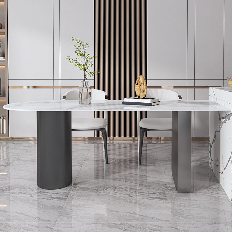 Set da tavolo in metallo in pietra sinterizzata in stile moderno Set da pranzo 1/3/4/5 pezzi
