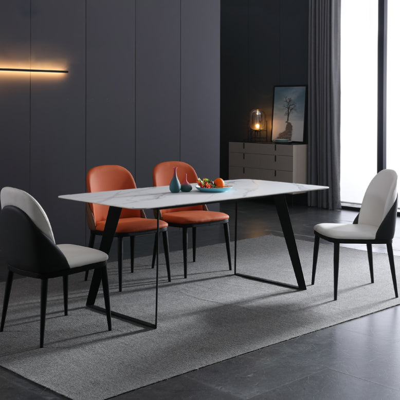 Set da tavolo moderno rettangolare in pietra sinterizzata Set da pranzo da 1/2/5/7 pezzi