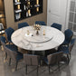 Marble Round Dining Table Contemporary Style Dining Site Table with Turntable
