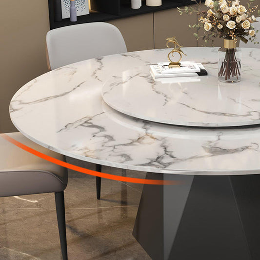 Marble Round Dining Table Contemporary Style Dining Site Table with Turntable Clearhalo 'Dining Tables & Seating' 'Dining Tables' 'dining_table' 'furn' 'furn_dining_table' 'Furniture' 'Kitchen & Dining Furniture' 5357374