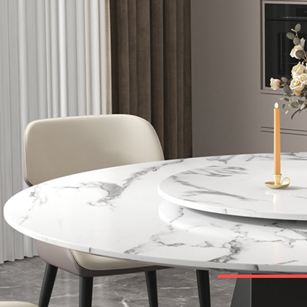 Marble Round Dining Table Contemporary Style Dining Site Table with Turntable