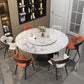 Marble Round Dining Table Contemporary Style Dining Site Table with Turntable
