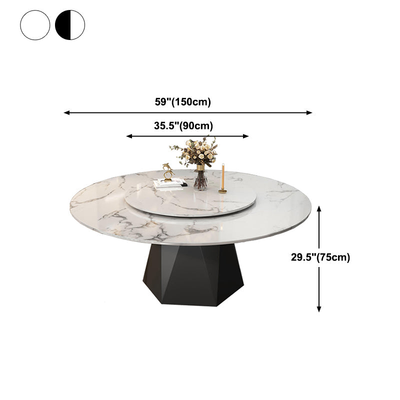 Marble Round Dining Table Contemporary Style Dining Site Table with Turntable