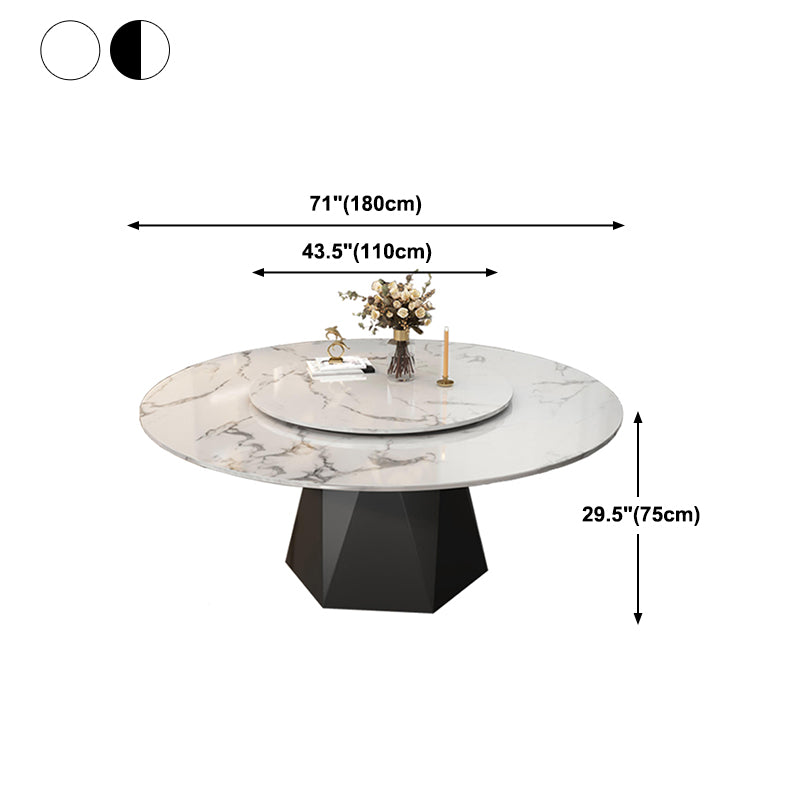 Marble Round Dining Table Contemporary Style Dining Site Table with Turntable
