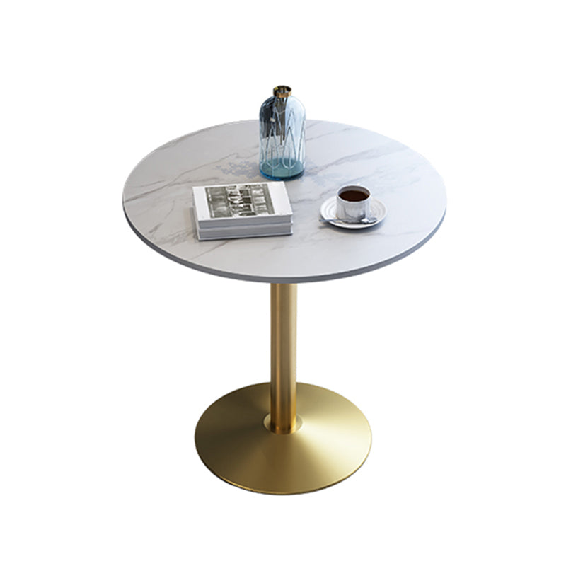 Metal Traditional Luxury Round Dining Table for Home Sintered Stone Table with Pedestal White Gold 23.6"L x 23.6"W x 29.5"H Clearhalo 'Dining Tables & Seating' 'Dining Tables' 'dining_table' 'furn' 'furn_dining_table' 'Furniture' 'Kitchen & Dining Furniture' 5357392