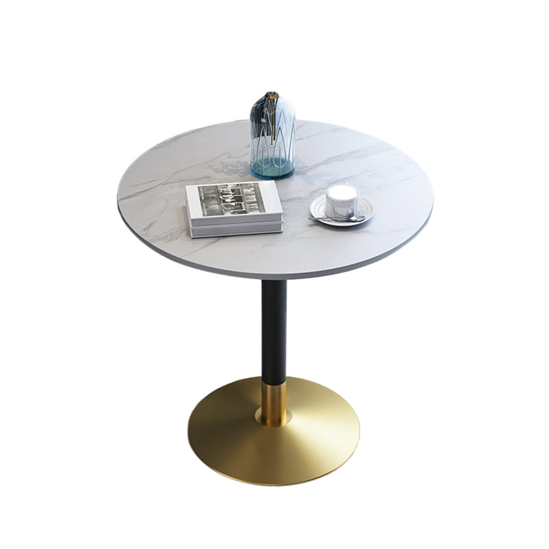 Metal Traditional Luxury Round Dining Table for Home Sintered Stone Table with Pedestal White Black Gold 27.6"L x 27.6"W x 29.5"H Clearhalo 'Dining Tables & Seating' 'Dining Tables' 'dining_table' 'furn' 'furn_dining_table' 'Furniture' 'Kitchen & Dining Furniture' 5357394