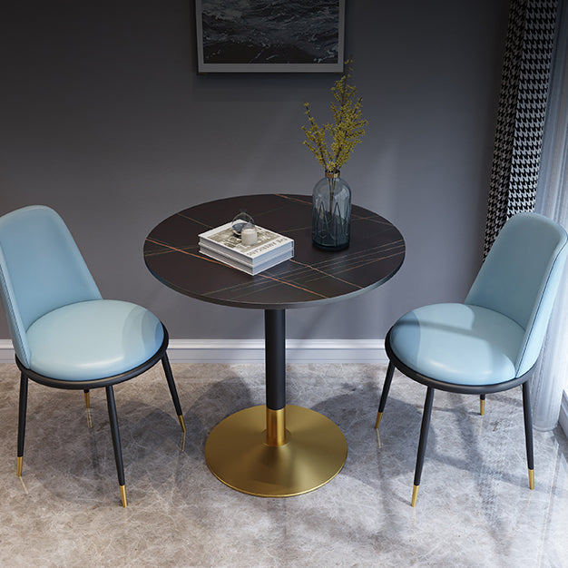 Metal Traditional Luxury Round Dining Table for Home Sintered Stone Table with Pedestal Clearhalo 'Dining Tables & Seating' 'Dining Tables' 'dining_table' 'furn' 'furn_dining_table' 'Furniture' 'Kitchen & Dining Furniture' 5357398