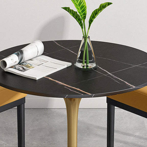 Metal Traditional Luxury Round Dining Table Sintered Stone Table with Tulip Base Clearhalo 'Dining Tables & Seating' 'Dining Tables' 'dining_table' 'furn' 'furn_dining_table' 'Furniture' 'Kitchen & Dining Furniture' 5357431