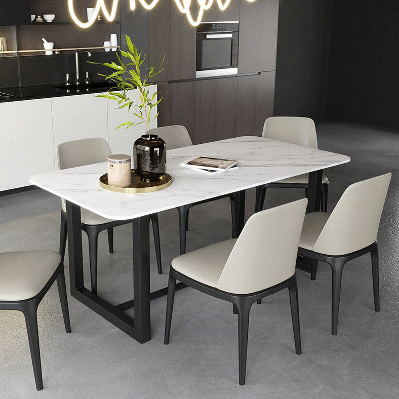 Traditional Luxury White in Marble Counter Rectangle Dining Table for Kitchen Clearhalo 'Dining Tables & Seating' 'Dining Tables' 'dining_table' 'furn' 'furn_dining_table' 'Furniture' 'Kitchen & Dining Furniture' 5357450