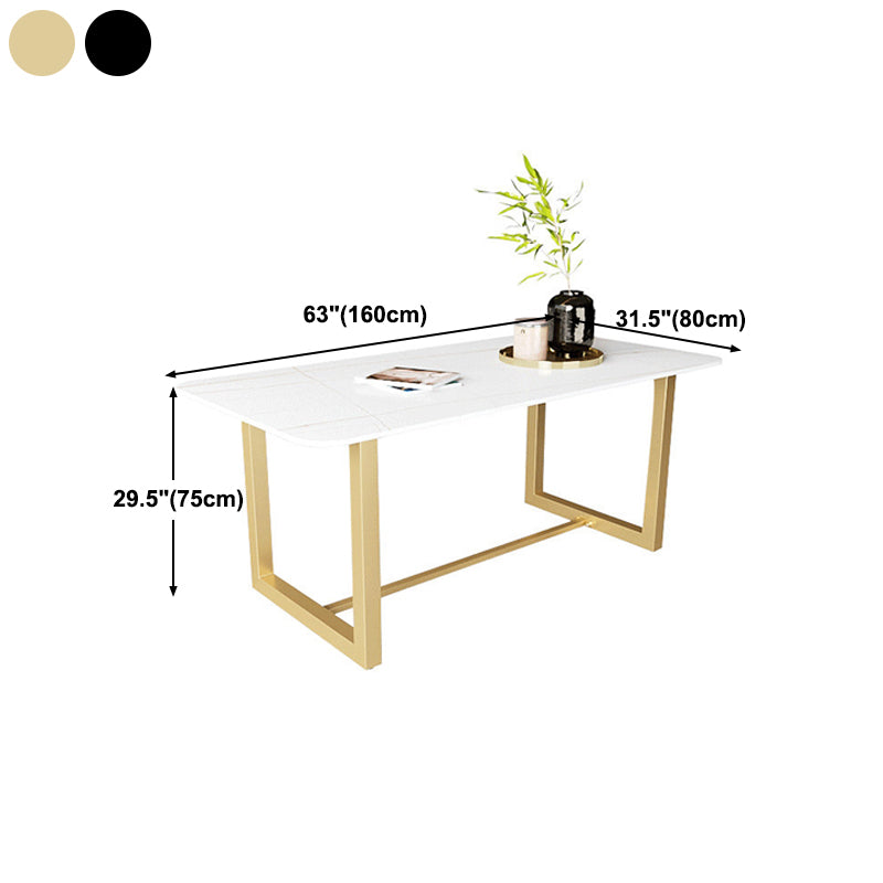 Traditional Luxury White in Marble Counter Rectangle Dining Table for Kitchen Clearhalo 'Dining Tables & Seating' 'Dining Tables' 'dining_table' 'furn' 'furn_dining_table' 'Furniture' 'Kitchen & Dining Furniture' 5357454