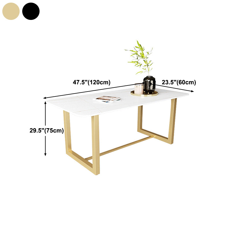 Traditional Luxury White in Marble Counter Rectangle Dining Table for Kitchen Clearhalo 'Dining Tables & Seating' 'Dining Tables' 'dining_table' 'furn' 'furn_dining_table' 'Furniture' 'Kitchen & Dining Furniture' 5357457