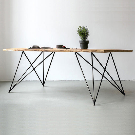 Modern Black and Gold Wood Table Rectangle Dining Table for Kitchen Black Without Chairs