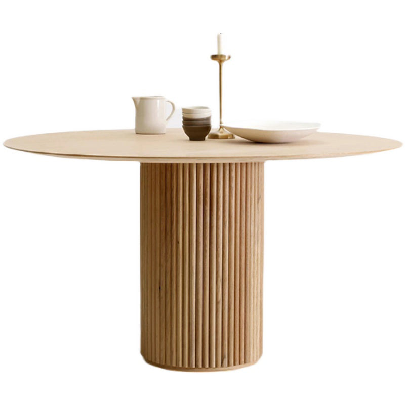 Table à manger ronde en bois massif de style contemporain tablette pour la cuisine à domicile