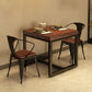 Mesa de comedor superior de madera maciza Mesa cuadrada industrial con base de caballete de hierro negro