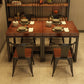 Mesa de comedor superior de madera maciza Mesa cuadrada industrial con base de caballete de hierro negro