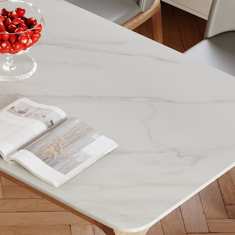 Rectangle Dining Table Sintered Stone Top Dining Table with 4 Legs Clearhalo 'Dining Tables & Seating' 'Dining Tables' 'dining_table' 'furn' 'furn_dining_table' 'Furniture' 'Kitchen & Dining Furniture' 5357555