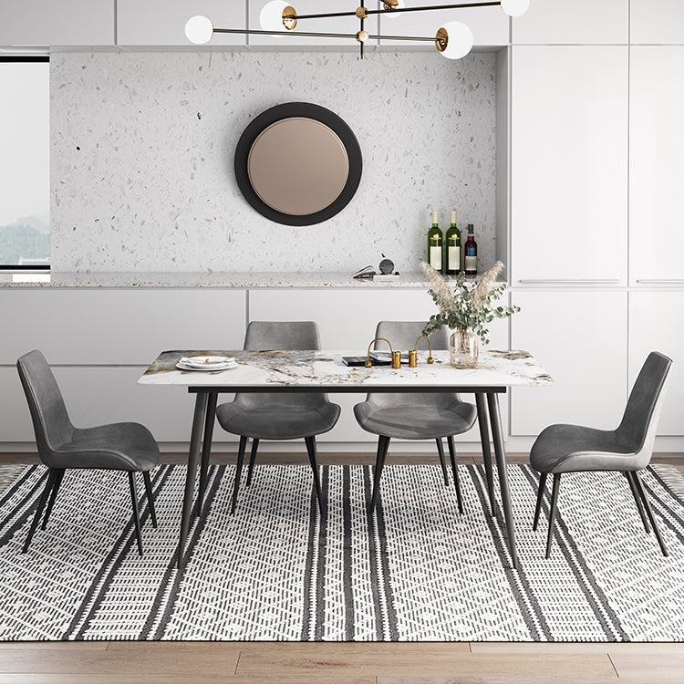 Rechthoek witte eettafel gesinterde stenen tafel industrieel met 4 poten