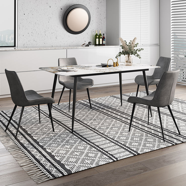 Rechthoek witte eettafel gesinterde stenen tafel industrieel met 4 poten