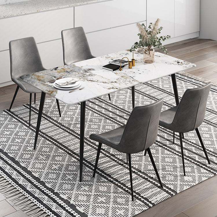 Rechthoek witte eettafel gesinterde stenen tafel industrieel met 4 poten