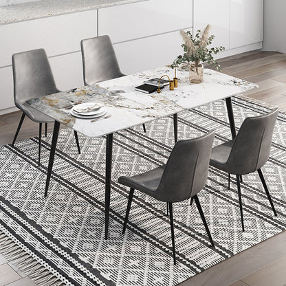 Rechthoek witte eettafel gesinterde stenen tafel industrieel met 4 poten