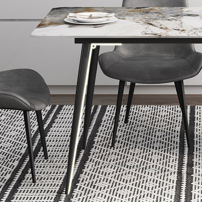 Rechthoek witte eettafel gesinterde stenen tafel industrieel met 4 poten