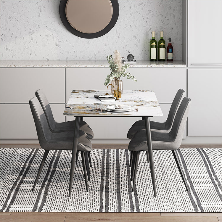 Rechthoek witte eettafel gesinterde stenen tafel industrieel met 4 poten