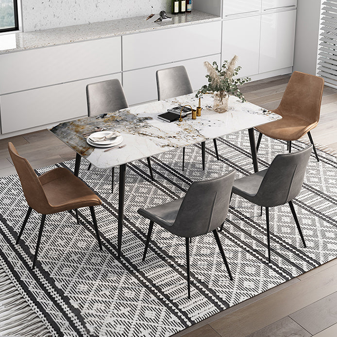 Rechthoek witte eettafel gesinterde stenen tafel industrieel met 4 poten