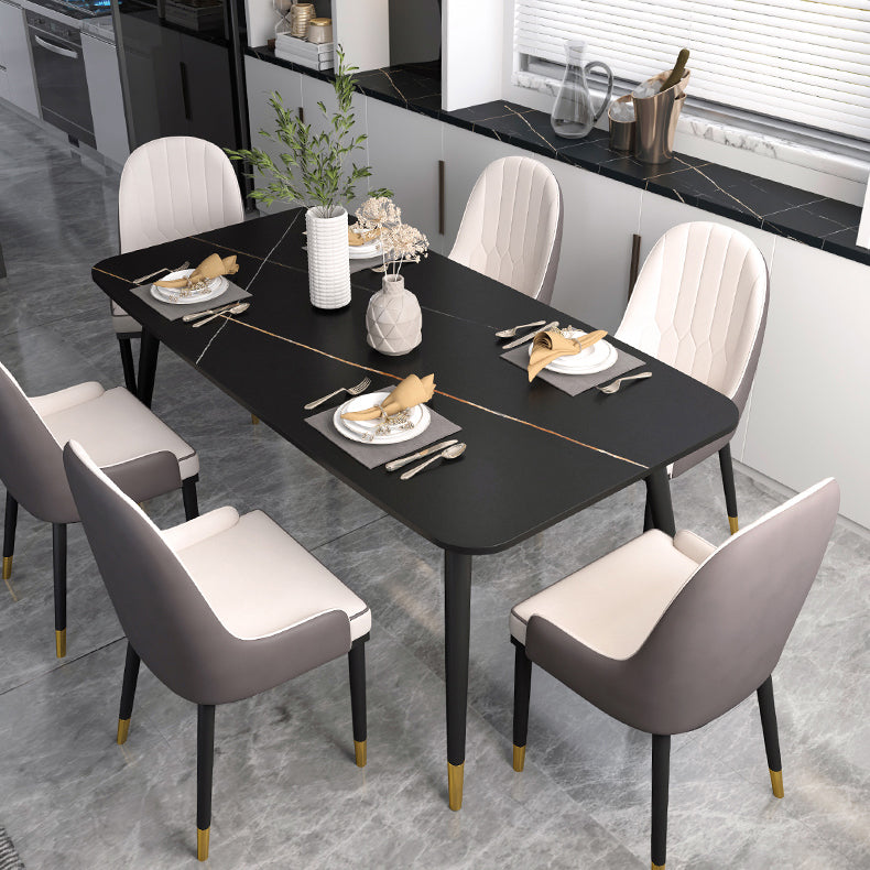 Industriële gesinterde stenen tafel voor restaurant rechthoek zwarte keukentafel met 4 poten