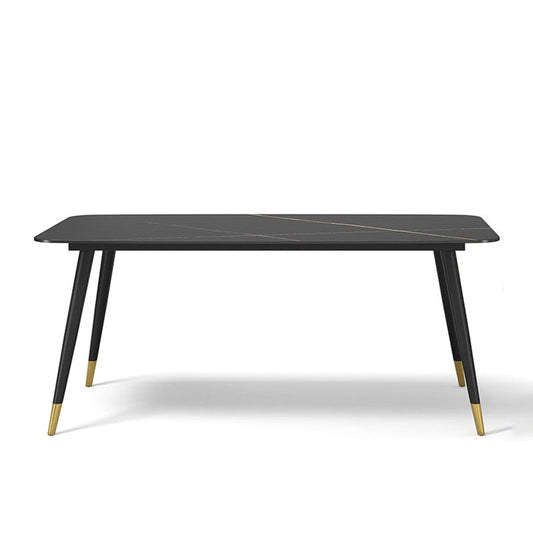 Industrial Sintered Stone Table for Restaurant Rectangle Black Kitchen Table with 4 Legs 47.2"L x 23.6"W x 29.5"H Without Chairs