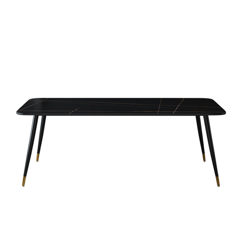 Mesa de piedra sinterizada industrial para mesa de comedor negro rectangular de restaurantes con 4 patas