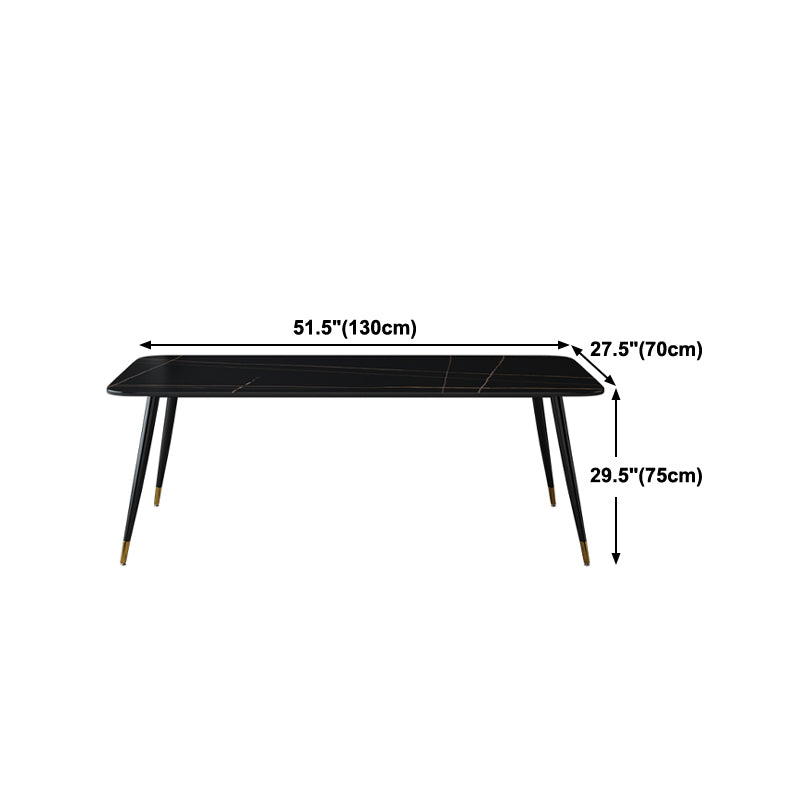 Mesa de piedra sinterizada industrial para mesa de comedor negro rectangular de restaurantes con 4 patas