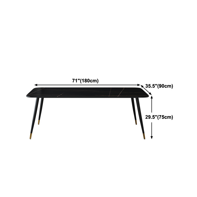 Mesa de piedra sinterizada industrial para mesa de comedor negro rectangular de restaurantes con 4 patas