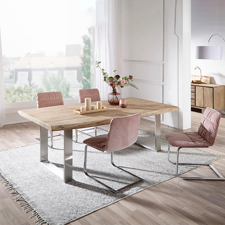 Rechthoek glamourstijl eettafel vaste tafel met massief hout