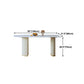 Stone Top Dining Table Traditional Luxury Dining Table with Double Pedestal Base in White
