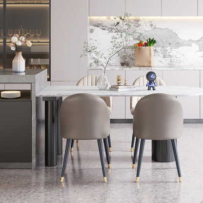 Sintered Stone Dining Table Modern White Top Table with Black Frame for Kitchen