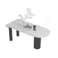 Sintered Stone Dining Table Modern White Top Table with Black Frame for Kitchen