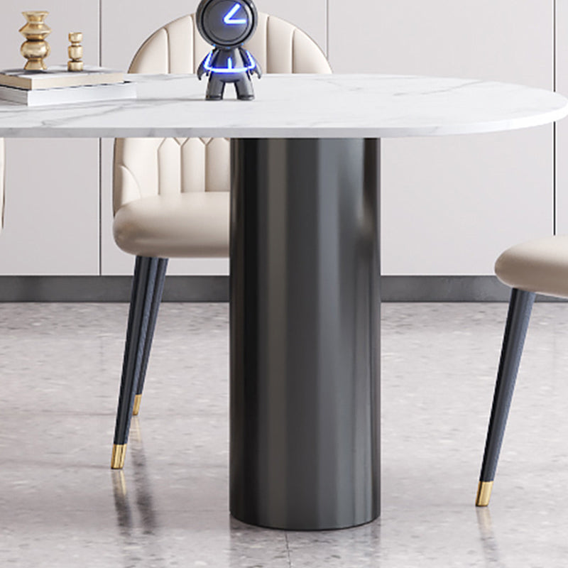 Sintered Stone Dining Table Modern White Top Table with Black Frame for Kitchen