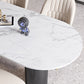 Sintered Stone Dining Table Modern White Top Table with Black Frame for Kitchen
