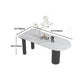 Sintered Stone Dining Table Modern White Top Table with Black Frame for Kitchen