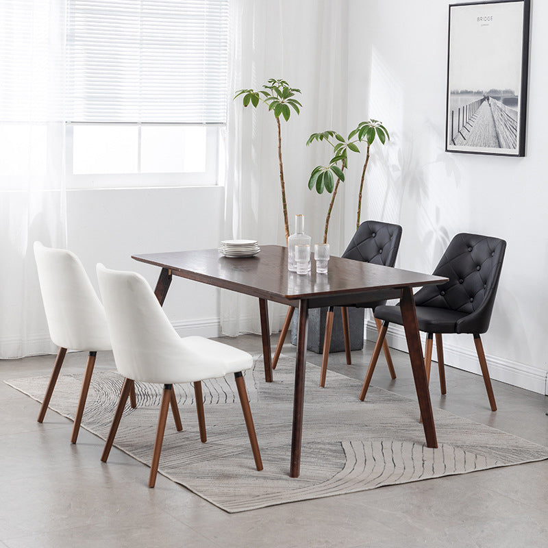 Sillas de comedor de cuero PU modernas muebles parsons con patas de madera en acabado mate para casa