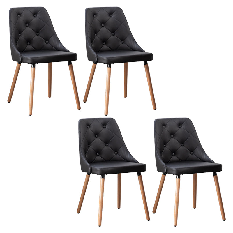 Sillas de comedor de cuero PU modernas muebles parsons con patas de madera en acabado mate para casa