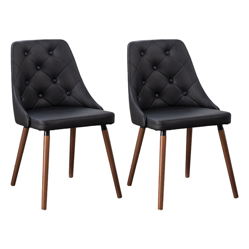 Sillas de comedor de cuero PU modernas muebles parsons con patas de madera en acabado mate para casa