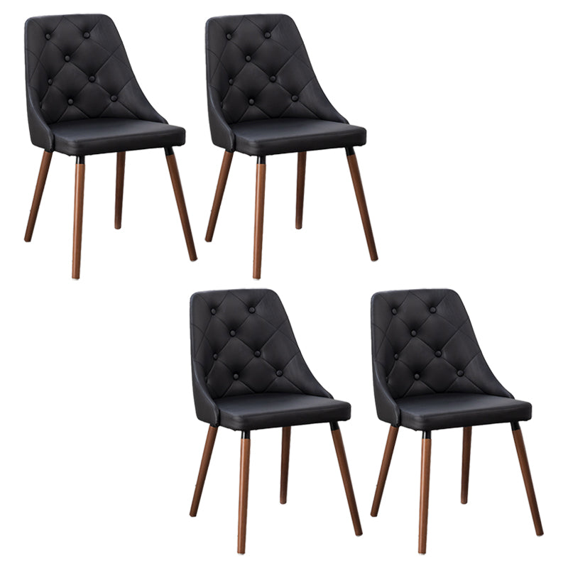Sillas de comedor de cuero PU modernas muebles parsons con patas de madera en acabado mate para casa