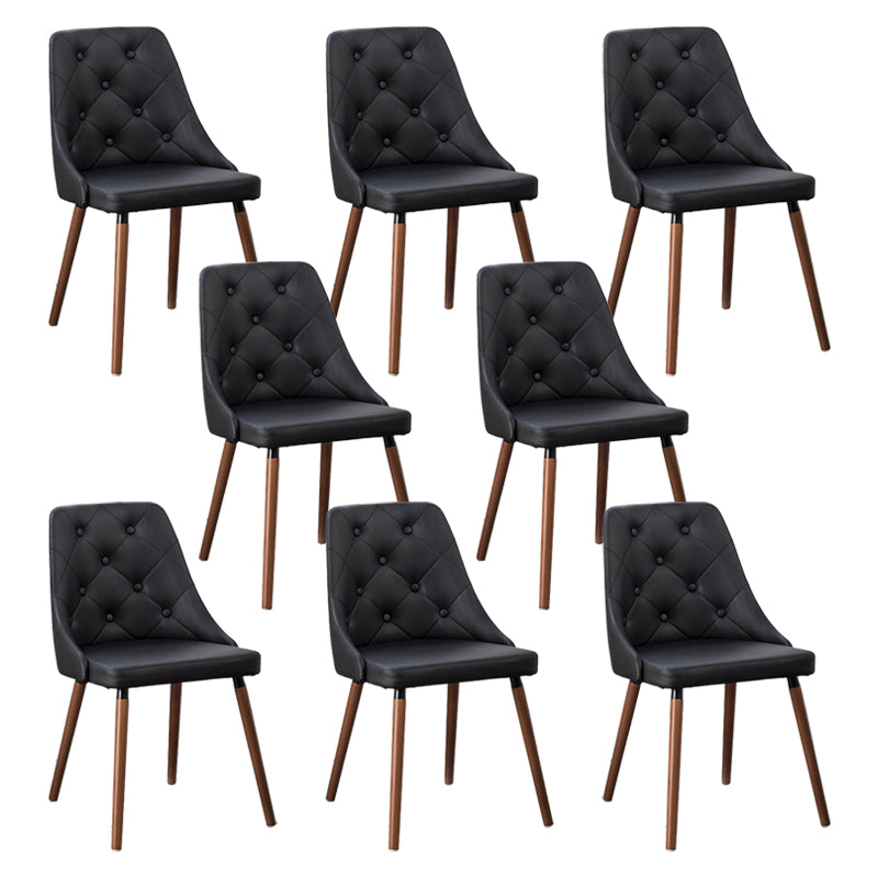 Sillas de comedor de cuero PU modernas muebles parsons con patas de madera en acabado mate para casa