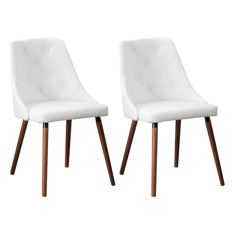 Sillas de comedor de cuero PU modernas muebles parsons con patas de madera en acabado mate para casa