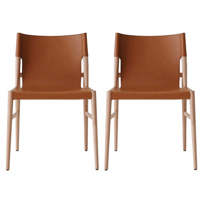 Chaise latéral en bois massif massif chaise de salle à manger sans bras en cuir contemporain