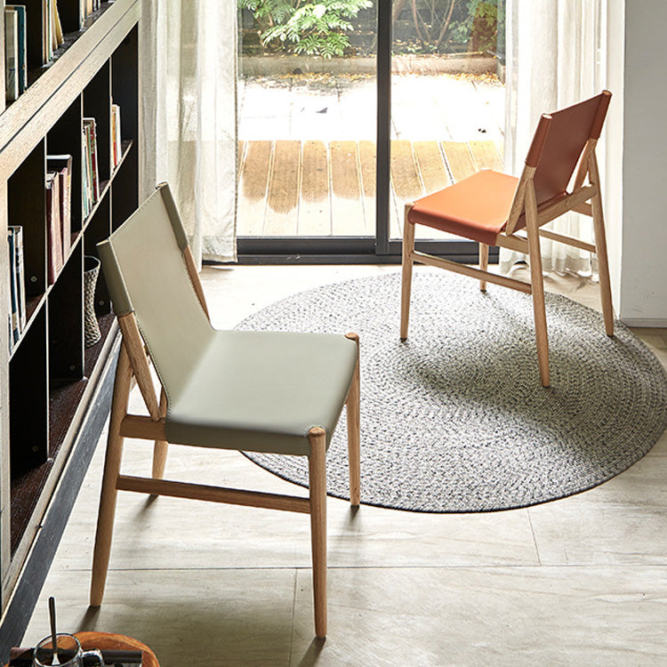 Chaise latéral en bois massif massif chaise de salle à manger sans bras en cuir contemporain