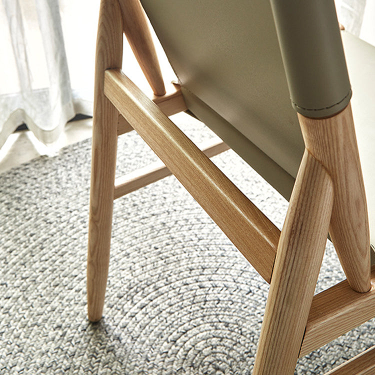Chaise latéral en bois massif massif chaise de salle à manger sans bras en cuir contemporain