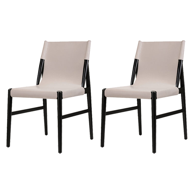 Chaise latéral en bois massif massif chaise de salle à manger sans bras en cuir contemporain